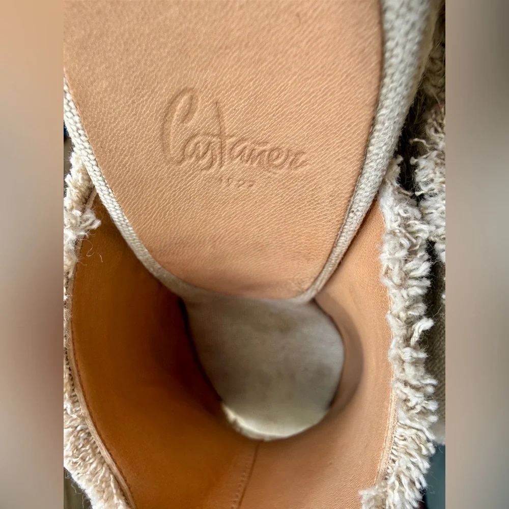 Castañer Canvas Espadrille Wedge Mules Beige Size 39